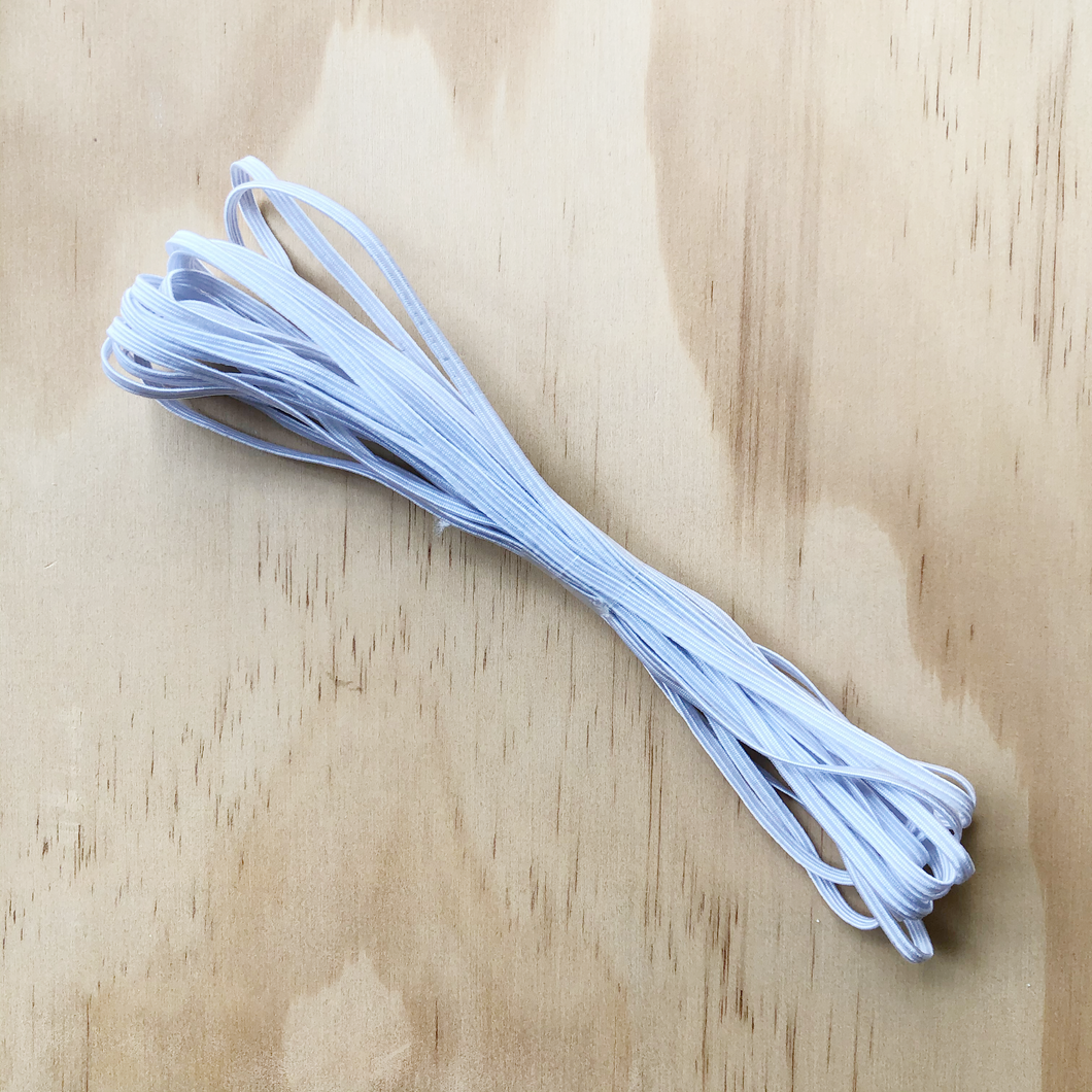 White 3mm Braided Flat Elastic