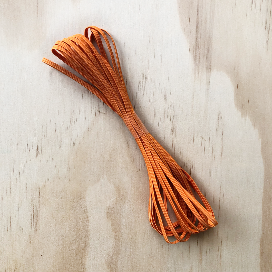Orange 3mm Braided Flat Elastic (5, 10 or 20 Metres Hanks)