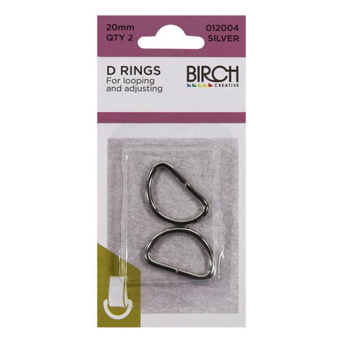 Birch 20mm D Rings - 2 Pack - Multiple Colour Options Available