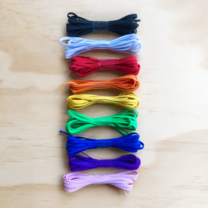 Rainbow Pack 3mm Braided Flat Elastic (9 x 2 Metre Cuts)