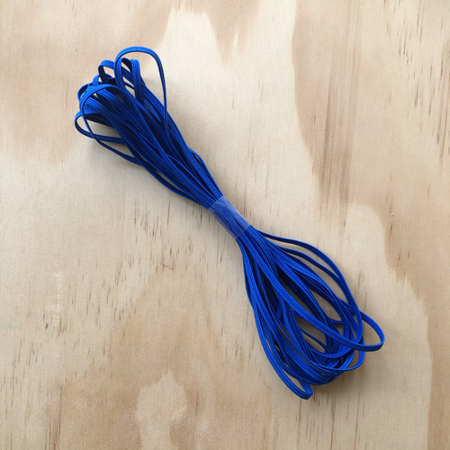 Blue 3mm Braided Flat Elastic (5, 10 or 20 Metres Hanks)