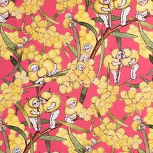 May Gibbs ~ Blossom Babies Bright Coral on Mid-Weight Cotton