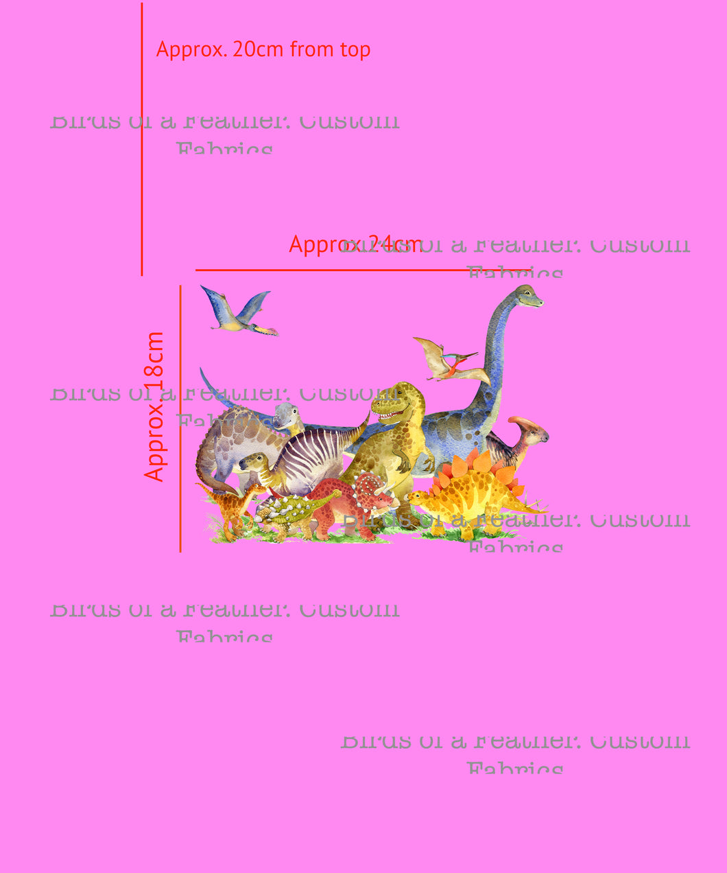 Dino Friends - Bubblegum Pink Panel (larger scale)