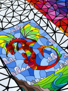 Stained Glass Dragon Panel
