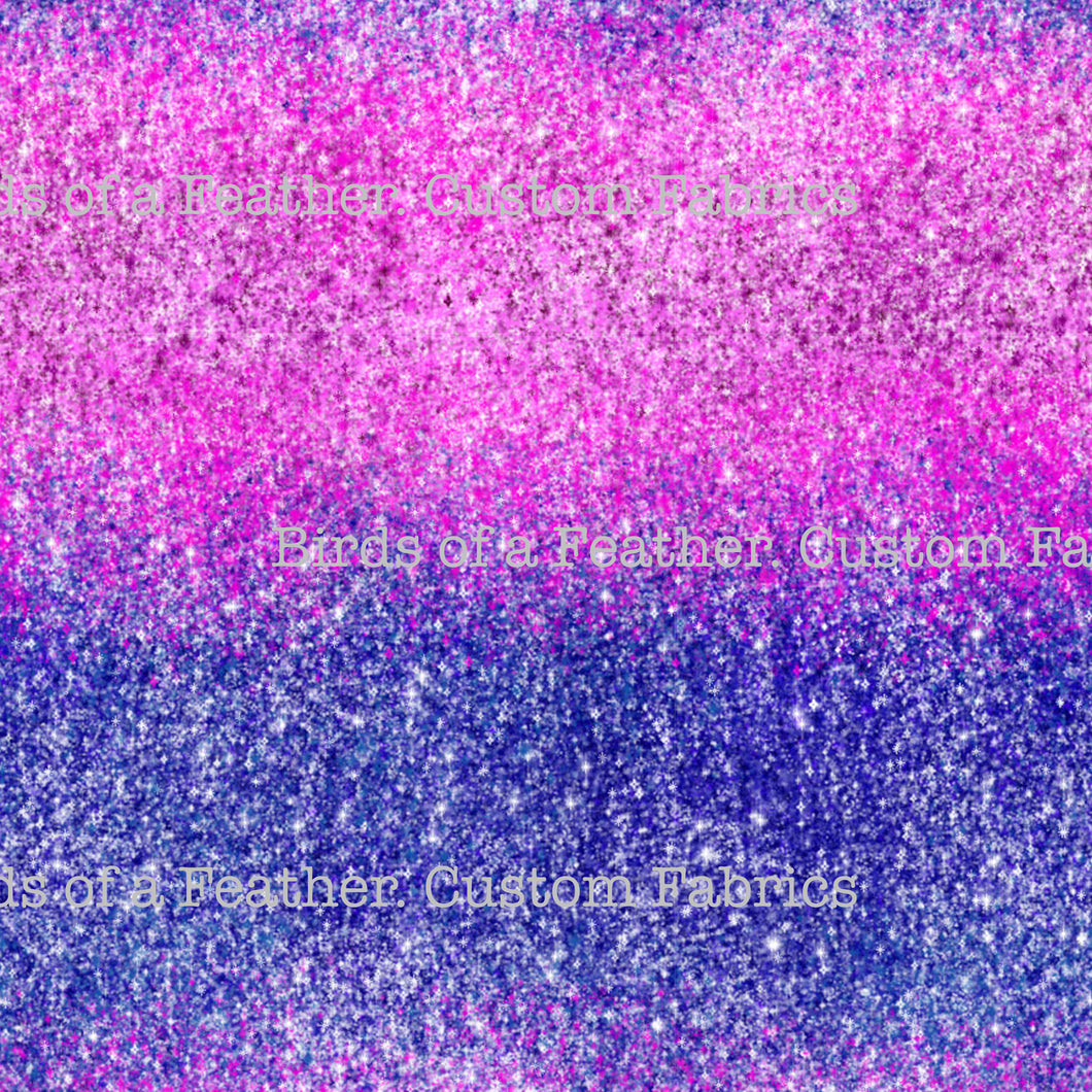 DarkBlue/Purple & Pink Ombre Printed Glitter