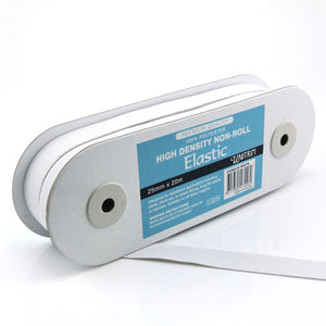UNI-TRIM 25mm Non-Roll High Density White Elastic