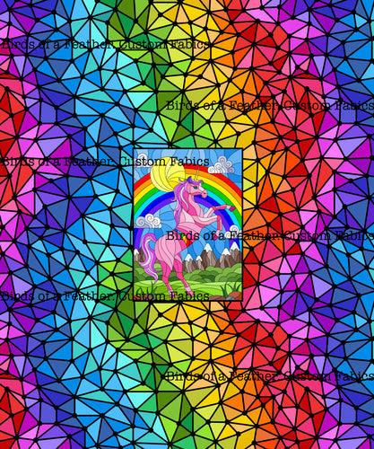 Stained Glass Unicorn Panel - Rainbow