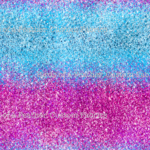 Pink & Light Blue Ombre Printed Faux Glitter